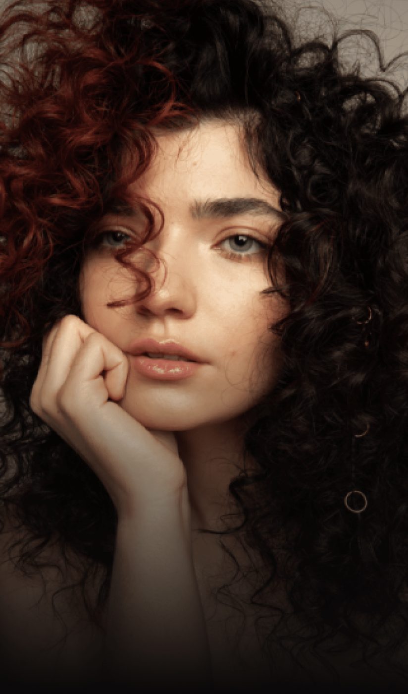 Portrait with curly hair, soft before